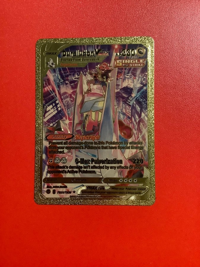 Duraludon Vmax custom gold pokemon card: Duraludon Vmax custom gold pokemon card