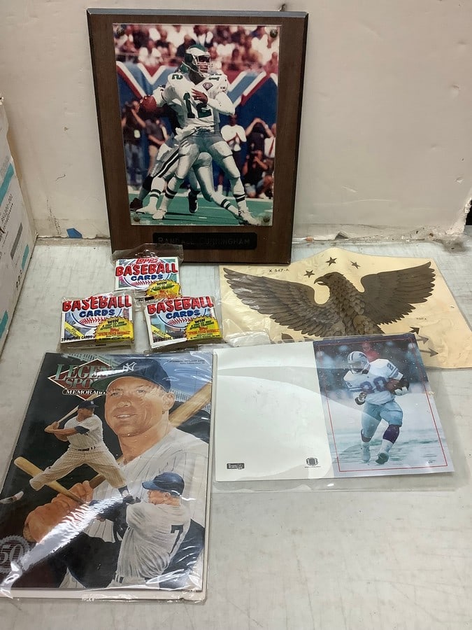 Lot of vintage Topps baseball cards(sealed), Randall Cunningham decorative wall (1 of 1)