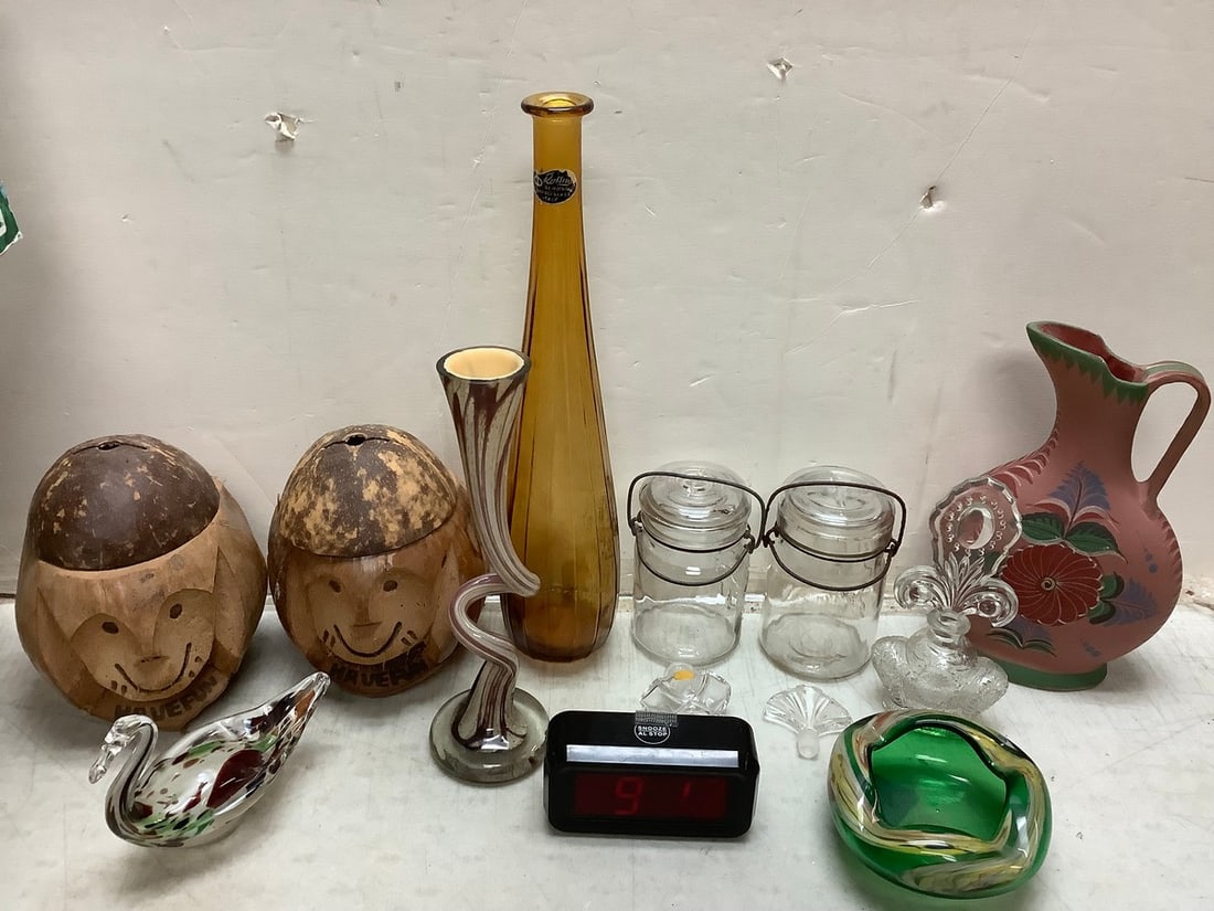 Lot of house decor(Kwanwa digital alarm clock, glass statues, and more-tallest 16in.) (1 of 1)