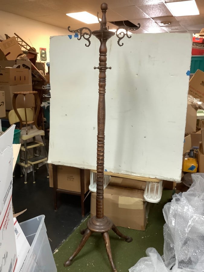 Vintage wooden coat rack(68in.tall): Vintage wooden coat rack(68in.tall)