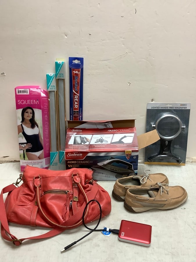 Lot of Sperrys womens shoes(8.5), Sunbeam aeroceramic iron, Mighty Bright lighted hands-free (1 of 1)