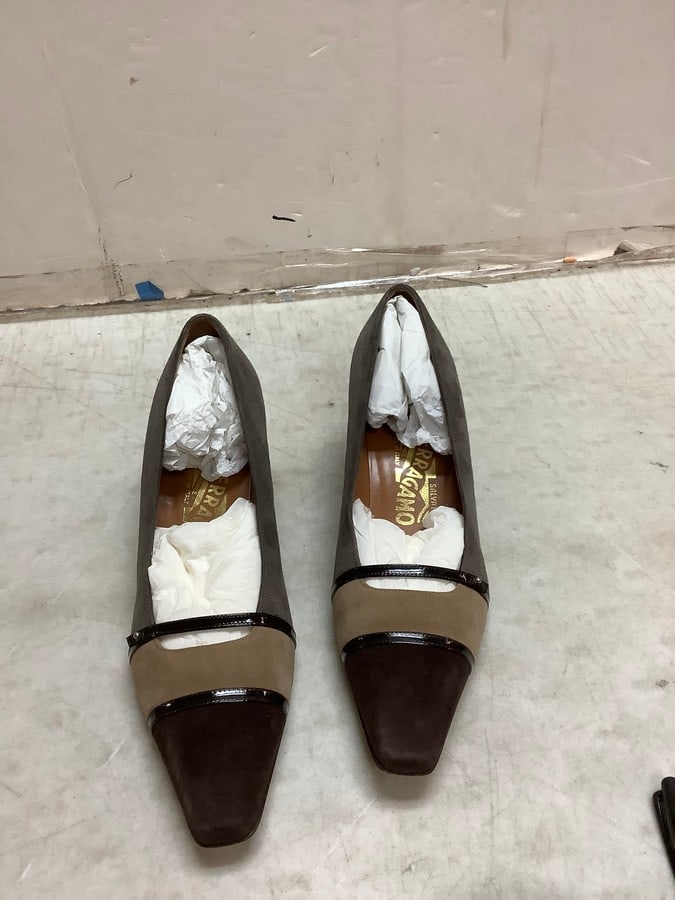 Gray Multicolor Salvadore Ferragamo Heels (Size 7.5): Gray Multicolor Salvadore Ferragamo Heels (Size 7.5)