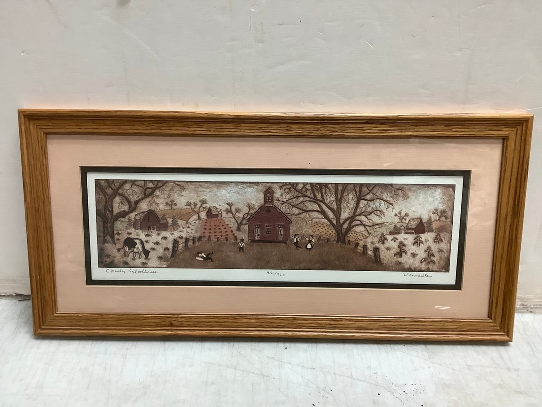 Country School House framed artwork signed Wennersten (10in.x21.5in.) (1 of 1)