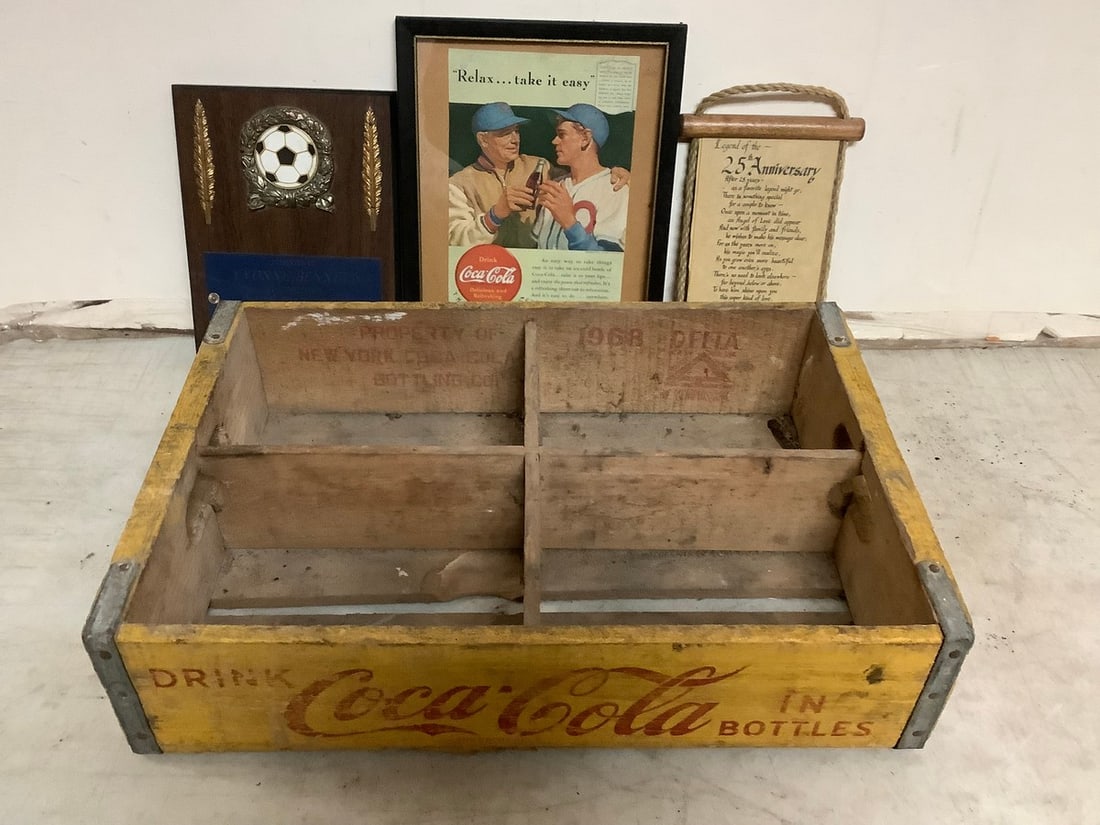 Vintage Coca-Cola crate(18.5in.x12.5in.x4.5in.) and wall hanging decor (1 of 1)