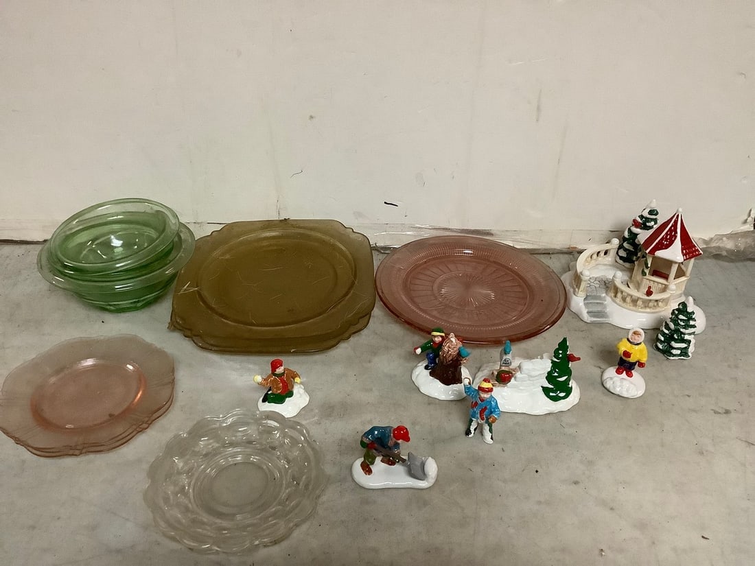 Lot of various plates and The Snow Village Gazebo collectible ceramics (1 of 1)