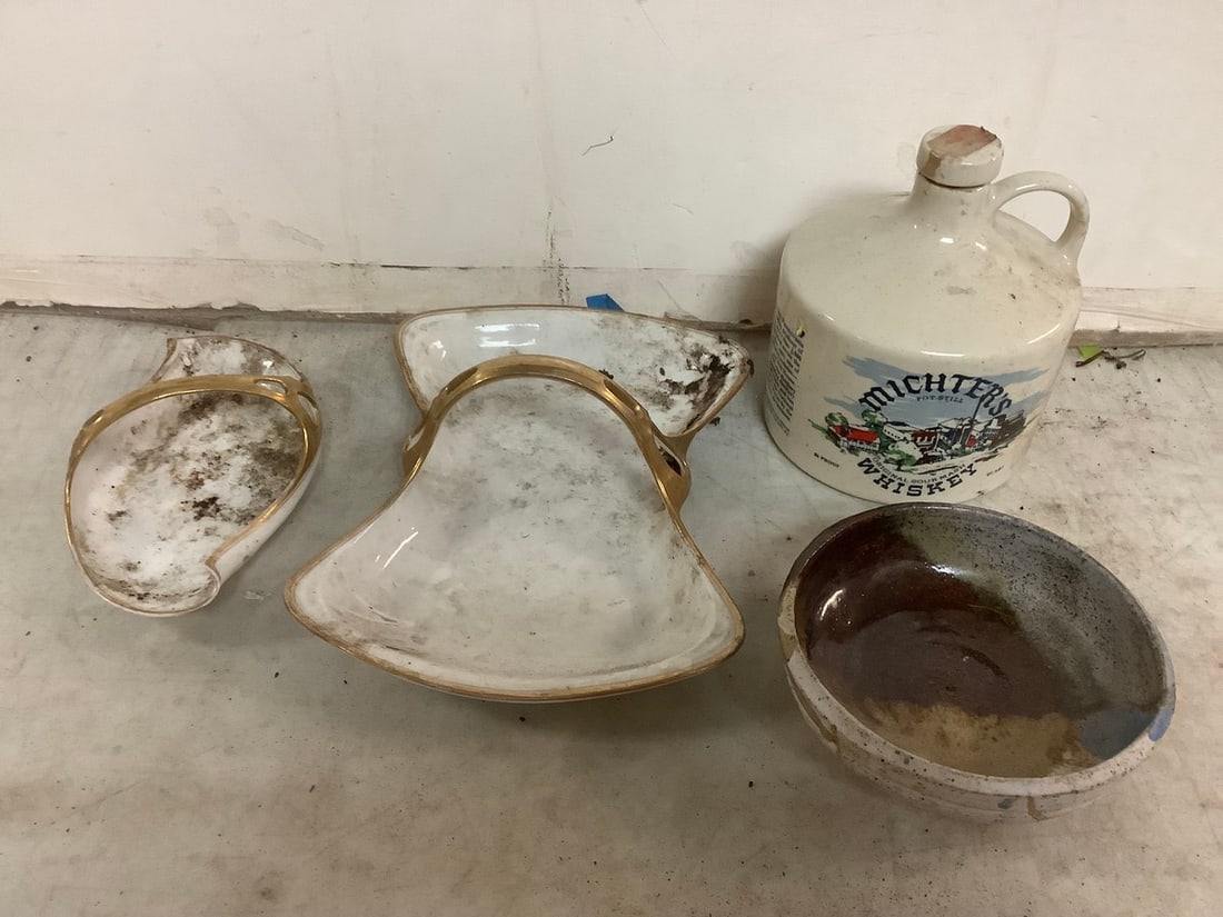 Lot of vintage Michter's whiskey container(6.25in.), Limoges decorative dishes, and more (1 of 1)