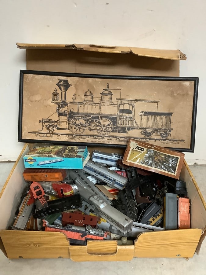 Lot of vintage train models, train wall decor(10.25in.x25in.), and more (1 of 1)