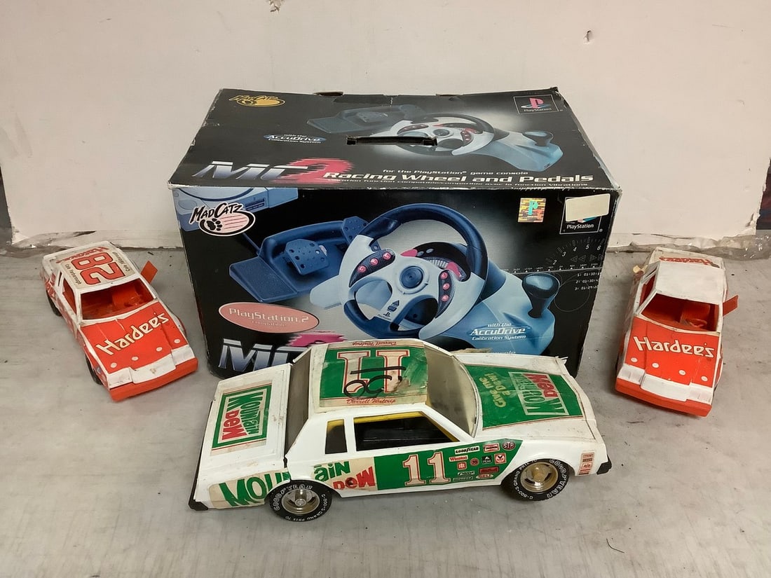 Lot of The ERTL Co. vintage cars and MadCatz Playstation MC Racing wheels and pedals (1 of 1)