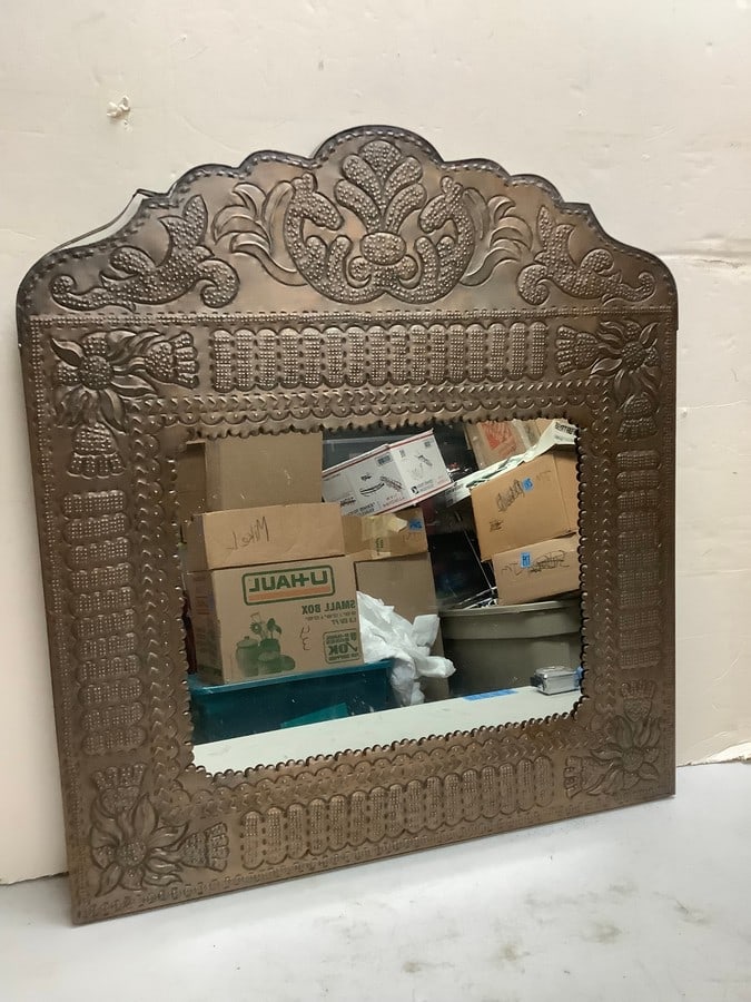 Tin framed decorative mirror(29in.x26.5in.) (1 of 1)