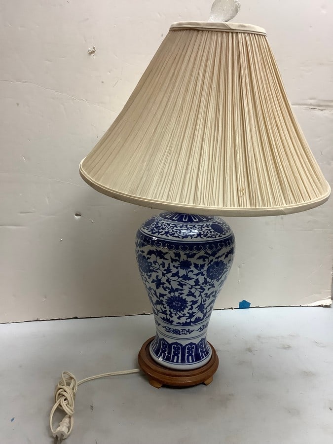 Decorative blue transfer ceramic lamp(32in.tall with shade) (1 of 1)