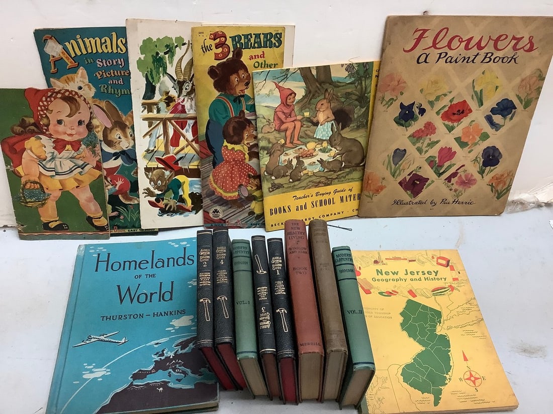 Lot of vintage books(paperback children's books, Modern Carpentry, The New Healthy Living, and more) (1 of 1)