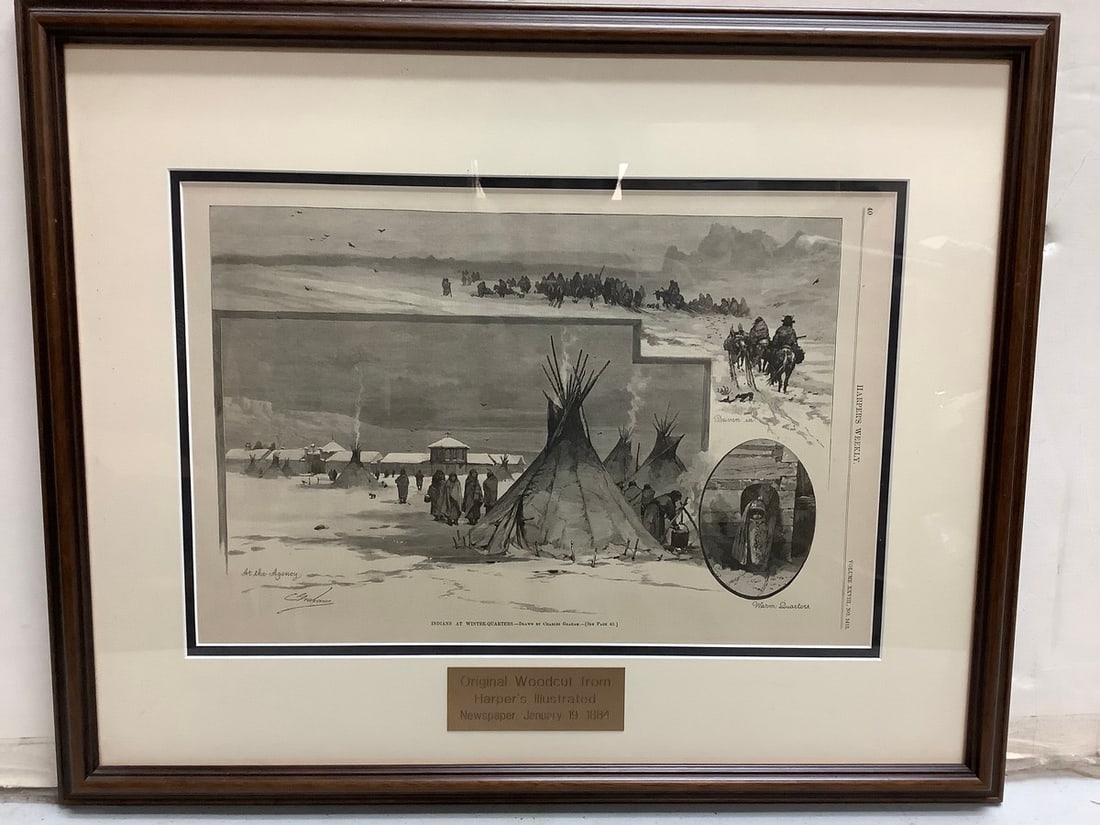 Framed Original Woodcut from Harper's Illustrated 1884(17.5in.x 21.5in.): Framed Original Woodcut from Harper's Illustrated 1884(17.5in.x 21.5in.)