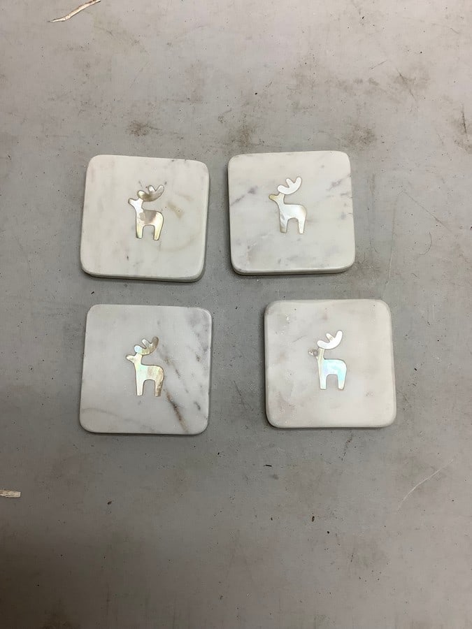 Lot of Marble reindeer coasters: Lot of Marble reindeer coasters