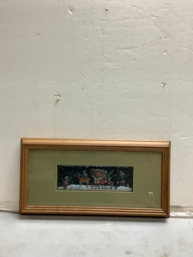 Framed christmas hammered aluminum art 18x9.5: Framed christmas hammered aluminum art 18x9.5