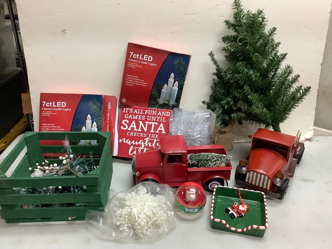 Lot of Christmas decorations (Cluster Candle lights, fake tree, wall decor, and more- 23in.tallest) (1 of 1)