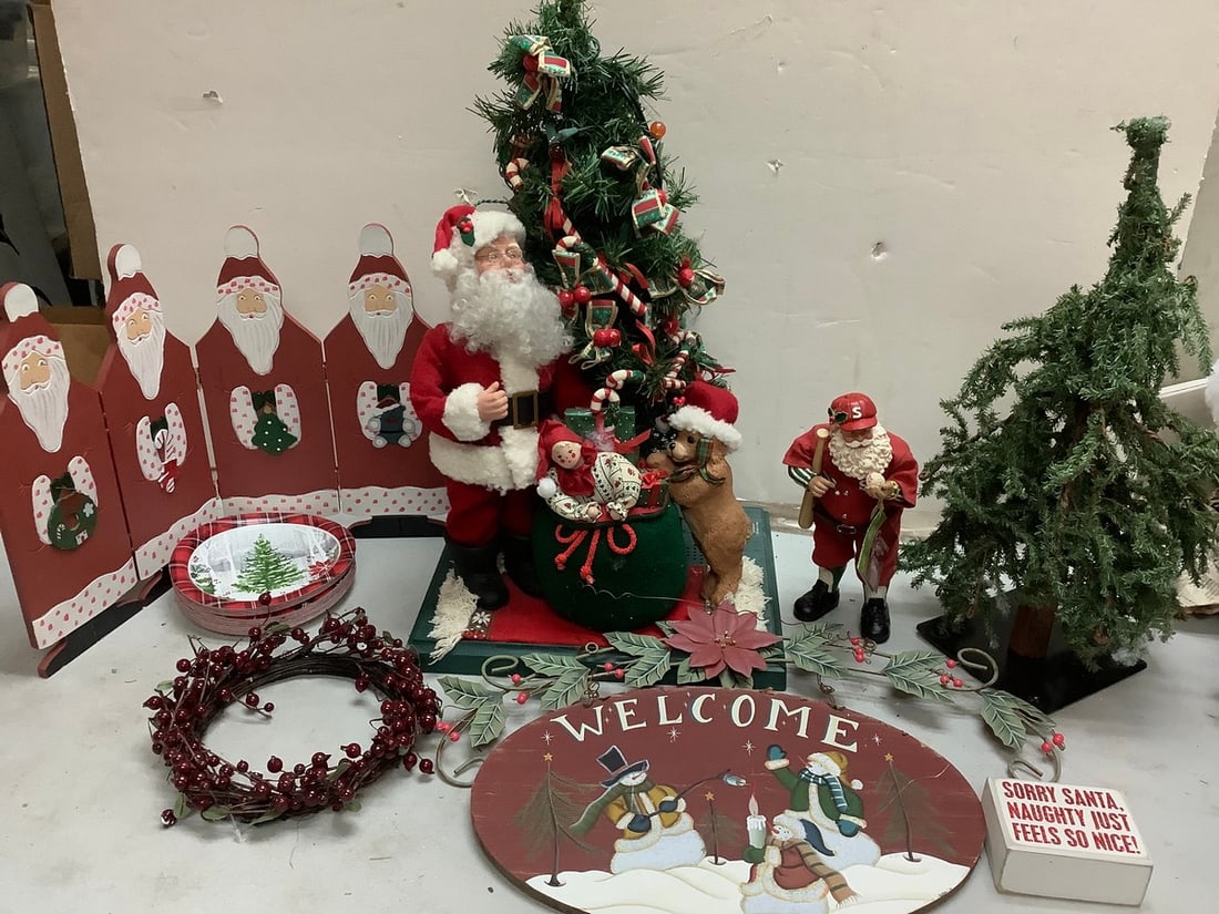 Lot of Santa Statues, Christmas Decor, and more (tallest - 22 in) (1 of 1)