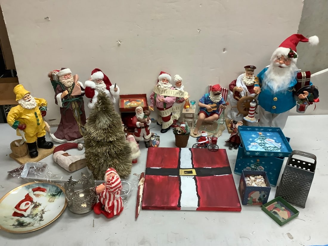 Lot of Santa Statues, tallest-15.5 in(Tom Rubel, Lenox, etc) "Santas Littlest Reindeer" Plate, and (1 of 1)