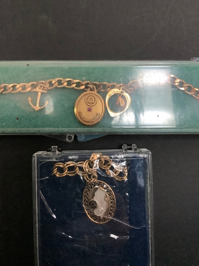 Lot of vintage NJ bell phone charm bracelet and more: Lot of vintage NJ bell phone charm bracelet and more