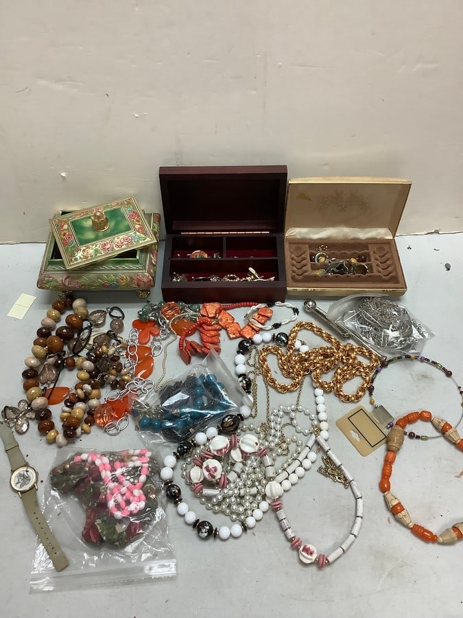 Lot of various jewelry boxes full of costume jewelry(some sterling) (1 of 1)