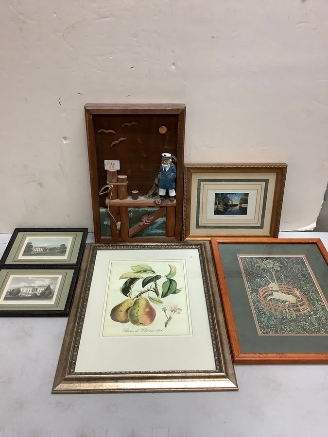 Lot of various frames(largest 14.75in.x18.75in.) and decorative wall hanging decor (1 of 1)