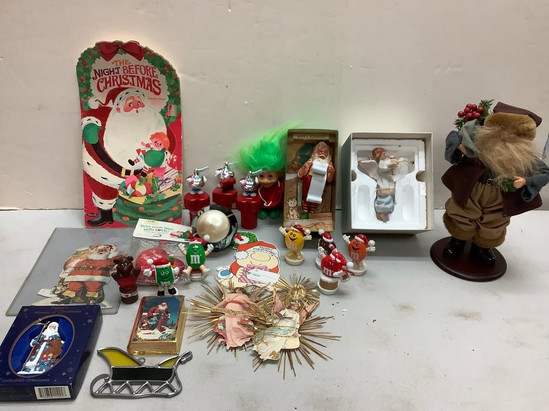 Lot of Russian santa collectible, M&M's figurines, limited edition Hallmark ornament, and other (1 of 1)
