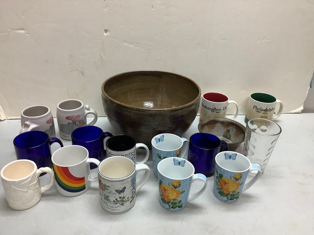 Lot of various mugs(Starbucks limited edition, Certified International Corporation, etc.), drinking: Lot of various mugs(Starbucks limited edition, Certified International Corporation, etc.), drinking glass(5.75in.tall), and more