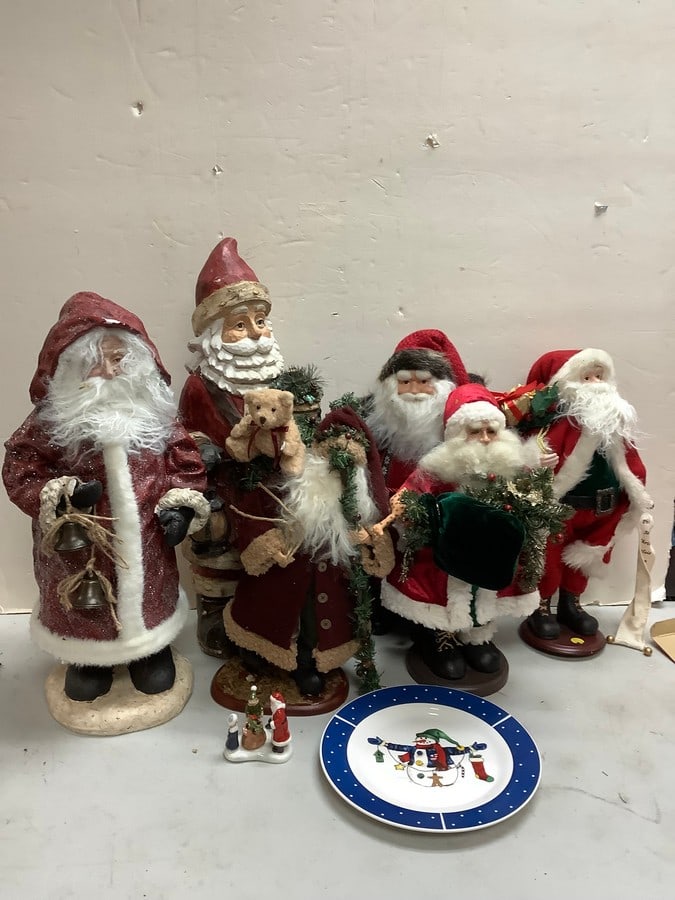 Lot of Christmas decor(Villeroy & Boch ceramic, santa statues, and more-tallest 24.5in.) (1 of 1)