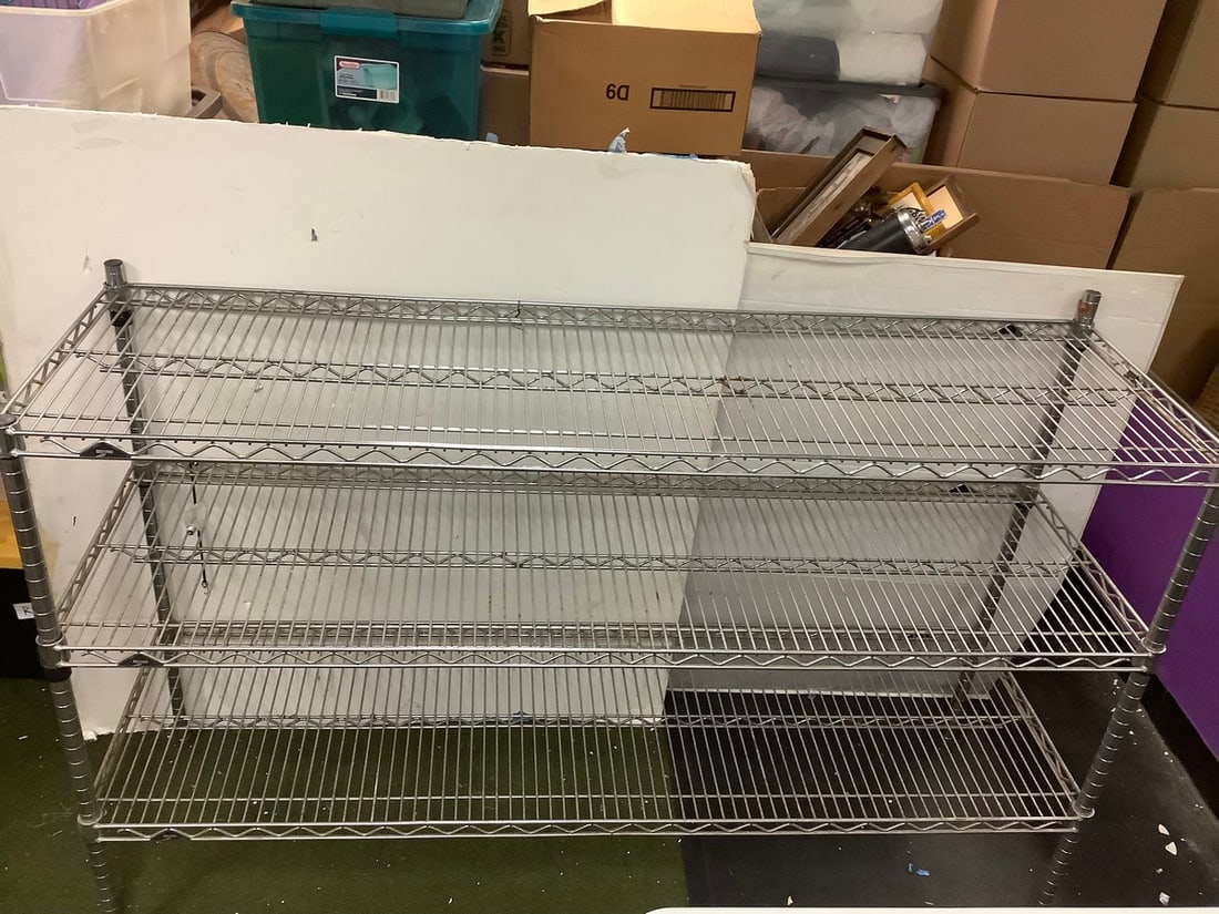 3 shelf metal rack(59.5in.x18in.x36.5in.) (1 of 1)