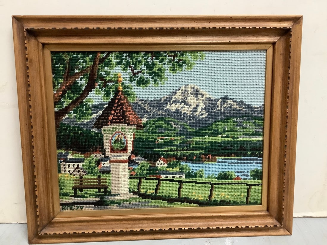 Framed needlepoint artwork(13in.x16in.) (1 of 1)