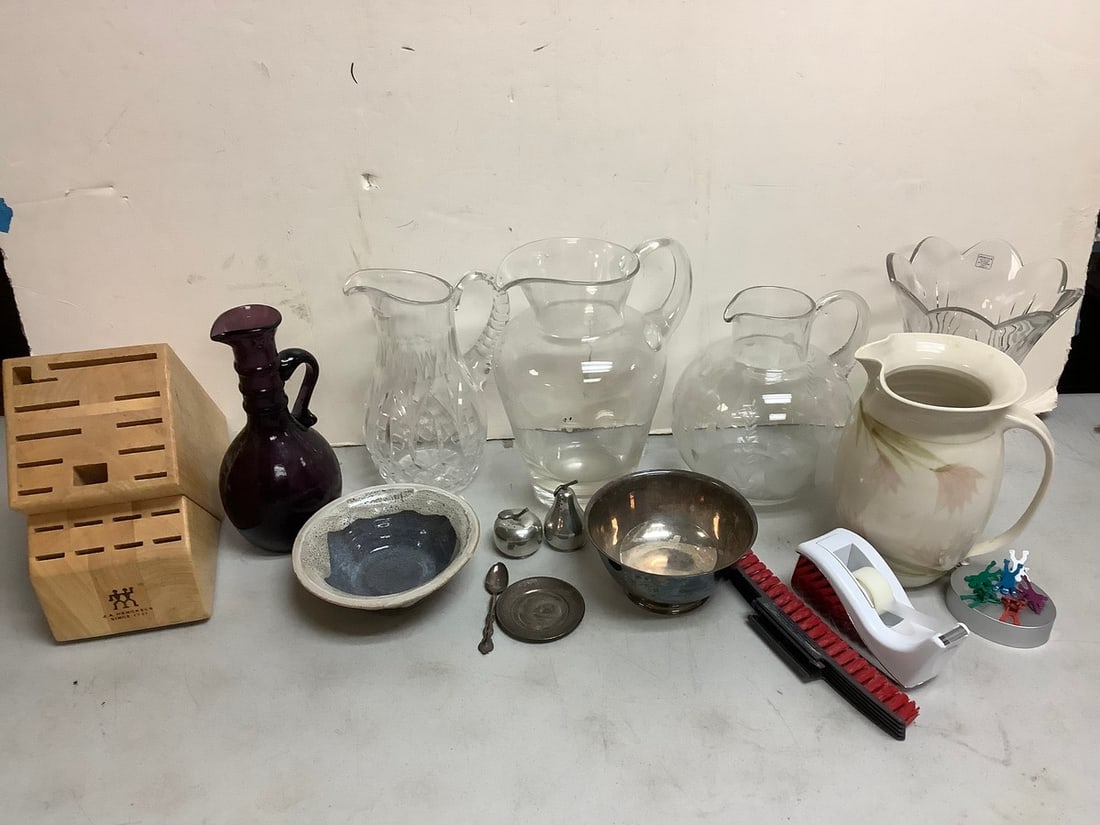 Illusions hand blown crystal vase,glass pitchers, wooden J.A. Henckels knife holder, and more(about (1 of 1)