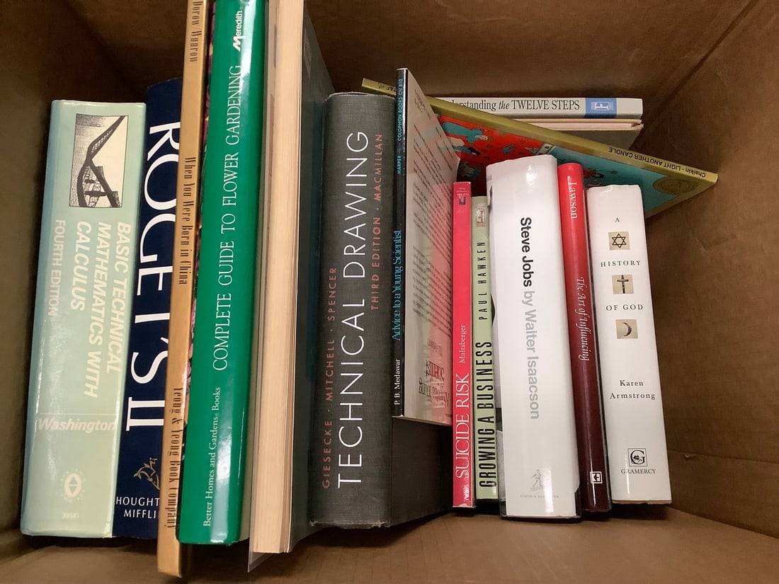 Various books(Steve Jobs, Technical Drawing, Suicide Risk, and more) (1 of 1)