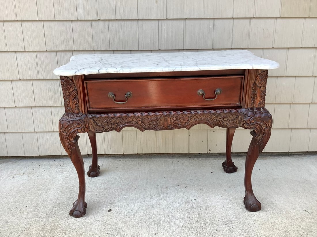 Marble top credenza (38.5in.x19.5in.x30in.): Marble top credenza (38.5in.x19.5in.x30in.)