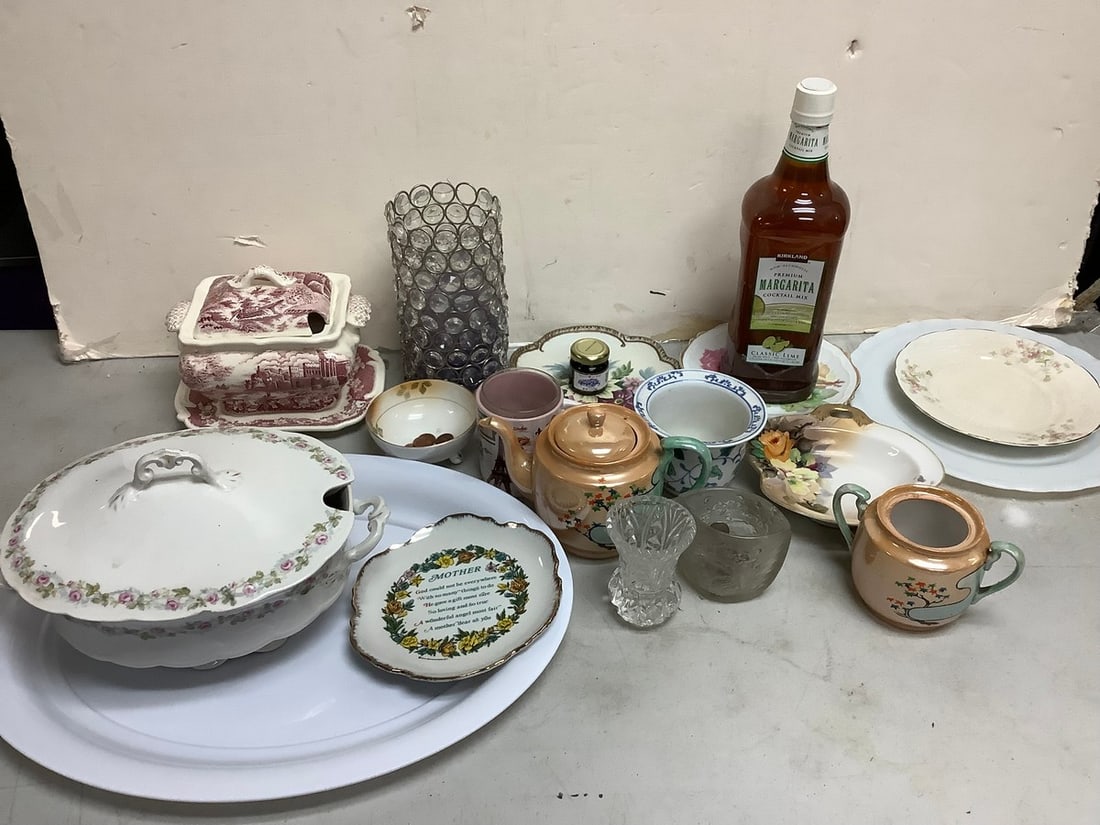 Premium Margarita cocktail mix, Noritake decorative bowl, decorative candleholder (8.5in.tall,: Premium Margarita cocktail mix, Noritake decorative bowl, decorative candleholder (8.5in.tall, candle inside), and more