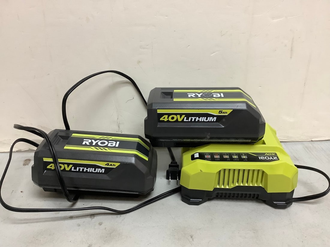 Ryobi 40V lithium batteries and charger (1 of 1)
