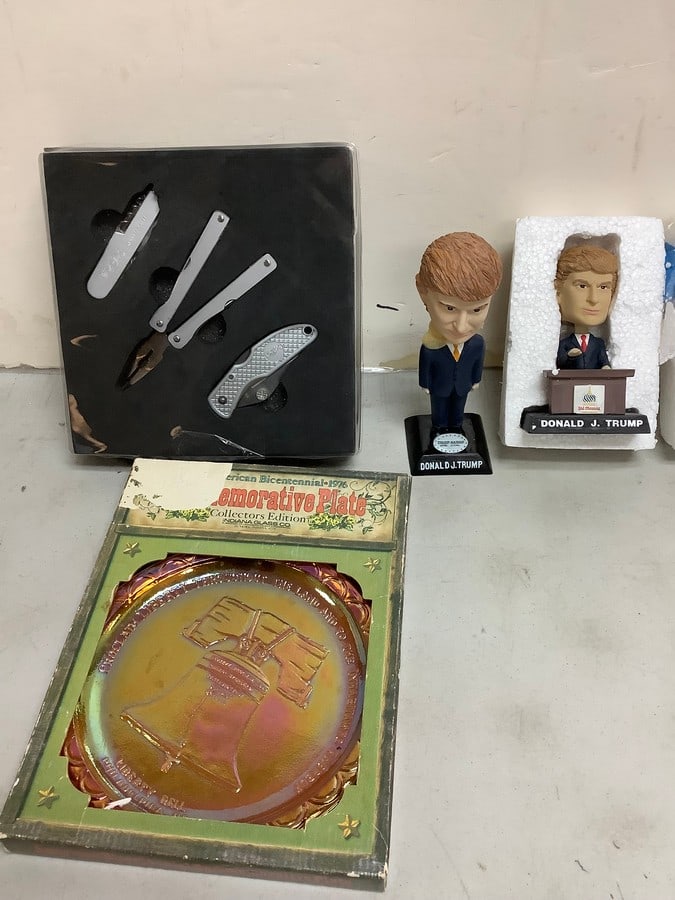 Donald Trump collectible bobbleheads, 1976 American Bicentennial commemorative plate, and more: Donald Trump collectible bobbleheads, 1976 American Bicentennial commemorative plate, and more