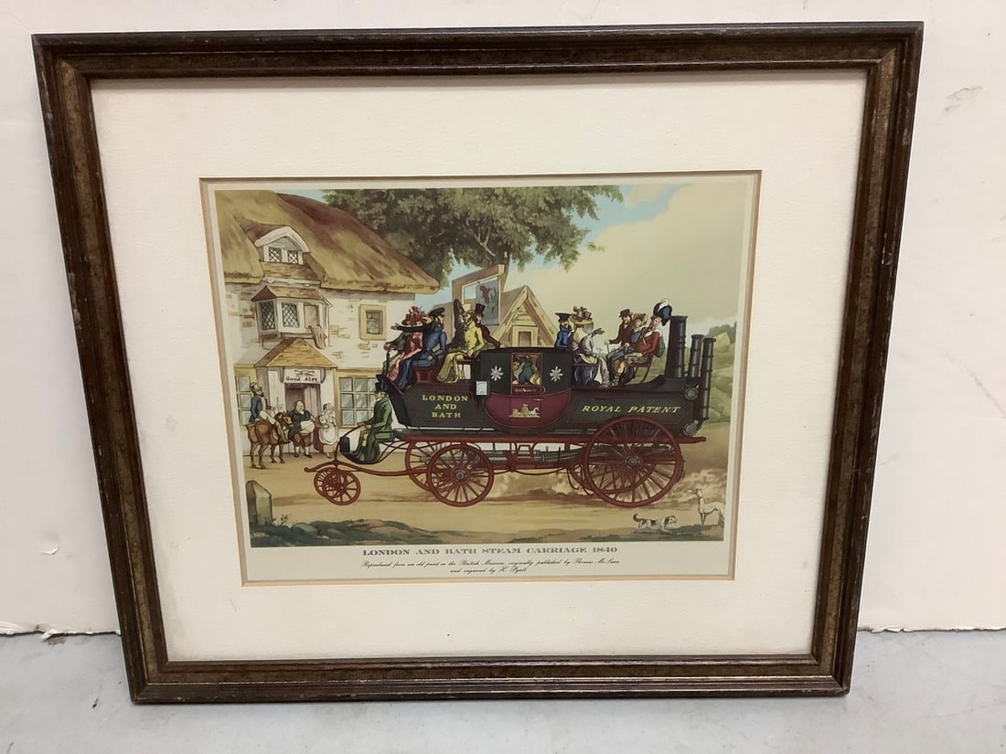 Framed London and Bath Steam Carriage 1840 Print ( 15.25in x 13.5in) (1 of 1)