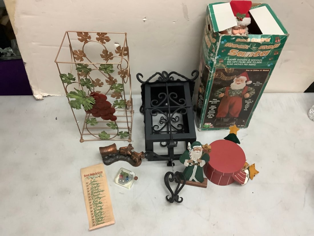 Rock roll dancing singing santa, hanging lantern, crank music box, copper figure and more ( tallest (1 of 1)