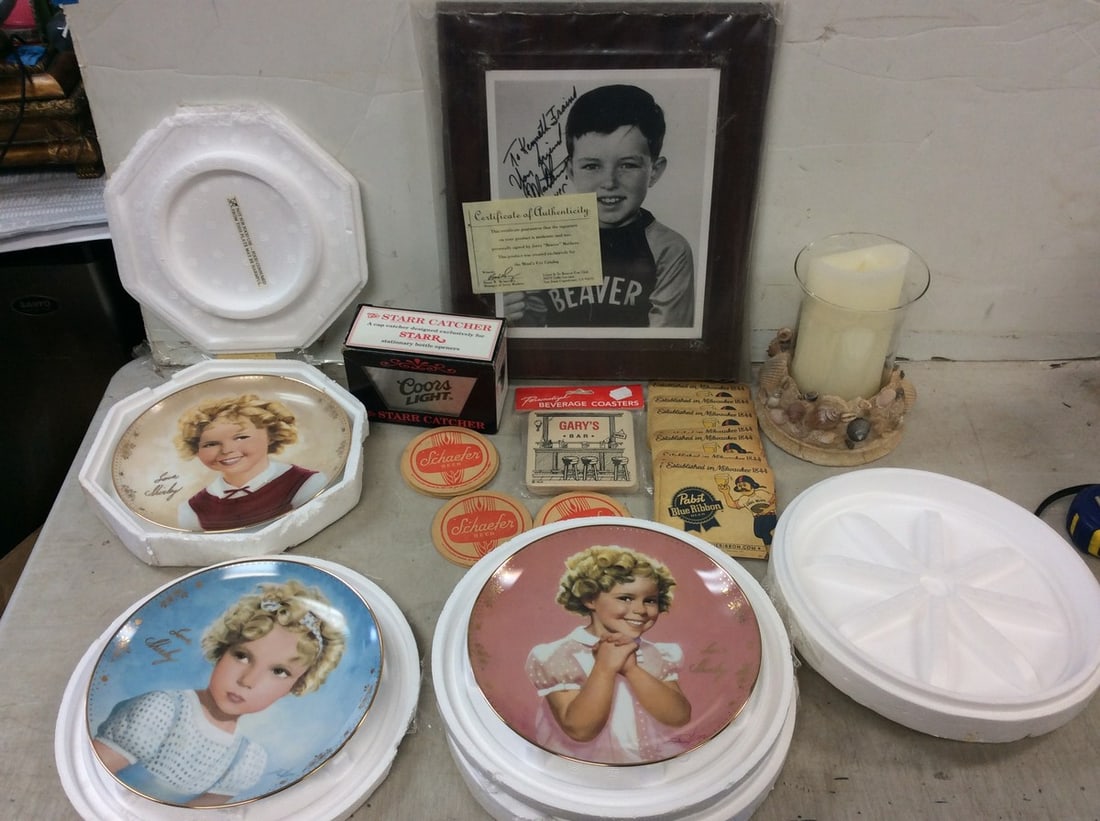 Vintage beer coasters, Precious collectible plates,framed/signed leave it to Beaver photograph- (1 of 1)