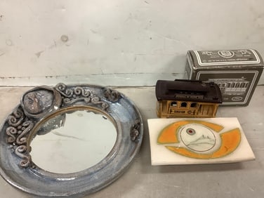 Decorative mirror(11.25in.long), San Francisco cable car model, and more