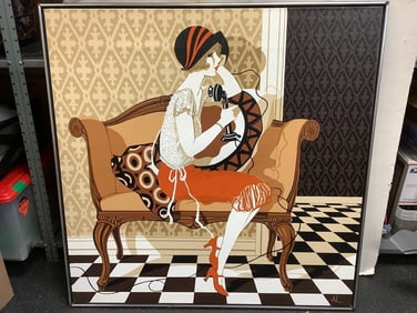 Framed Canvas Artwork, Signed AL (43inx43in)