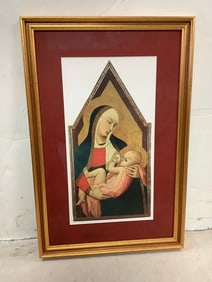 Framed Madonna and Child Artwork (21.5inx14.5in)