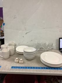 Set of dishware, cups, plates, bowls, and more