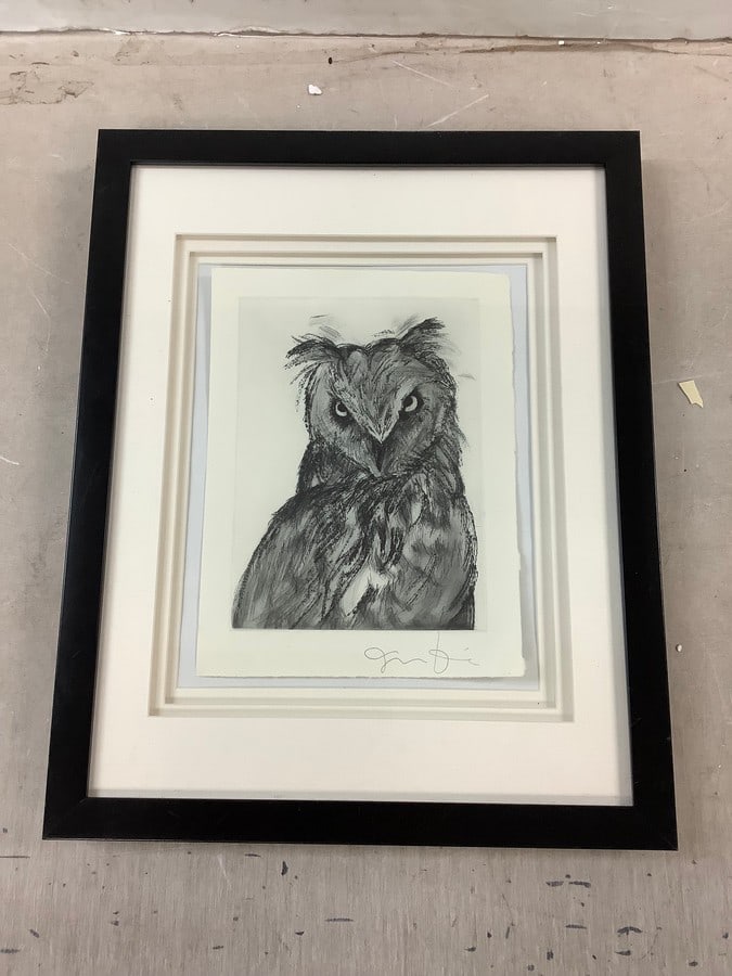 Framed owl artwork signed in pencil 15x12 (1 of 1)