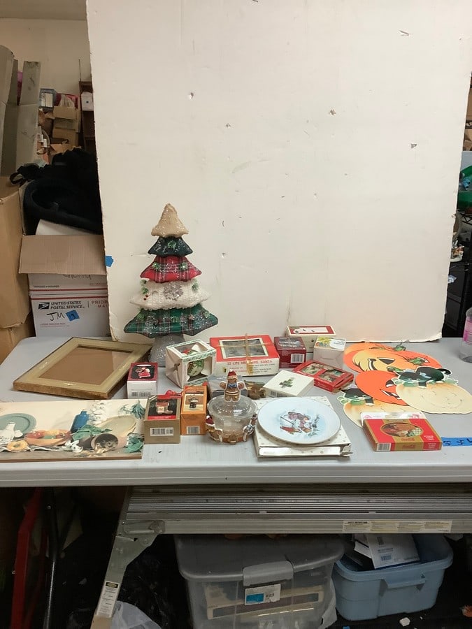 Decorative christmas tree, hallmark keepsake ornaments, christmas plate, holloween decorations, (1 of 1)