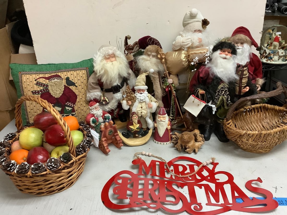 Christmas themed pillow, santa statues, Merry Christmas wall hanging sign, and more(tallest 21.5in.) (1 of 1)