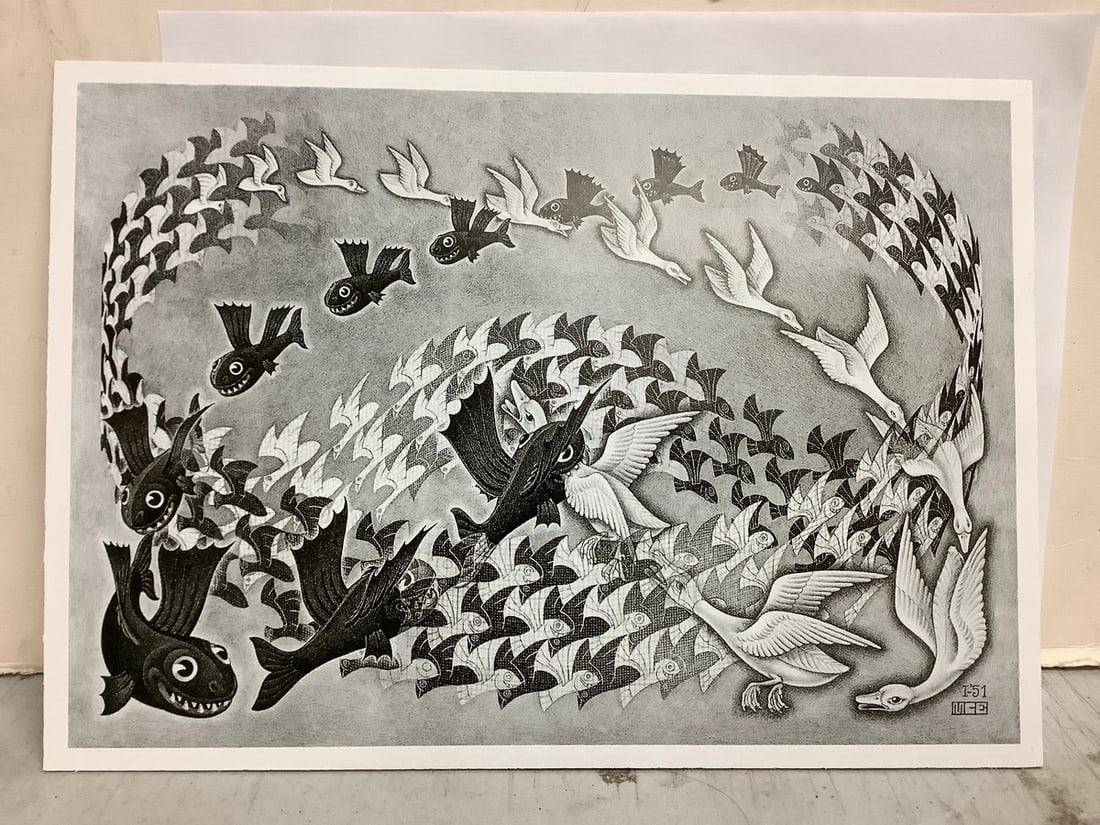 Escher 120 jigsaw puzzle print on board(8.25in.x11.5in.): Escher 120 jigsaw puzzle print on board(8.25in.x11.5in.)