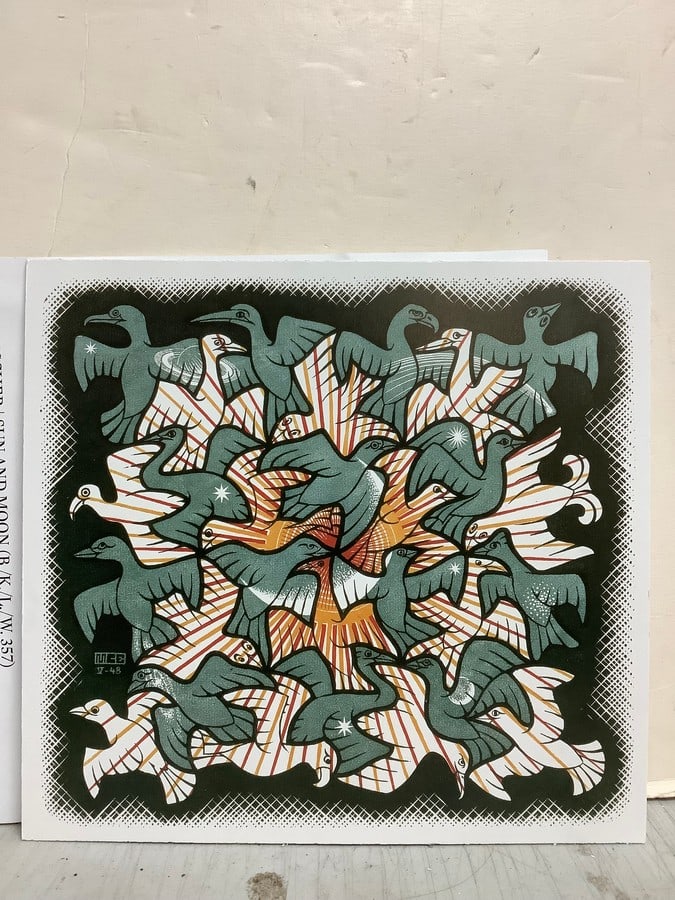 M.C. Escher Sun and Moon print on board(8.5in.x9.25in.) (1 of 1)