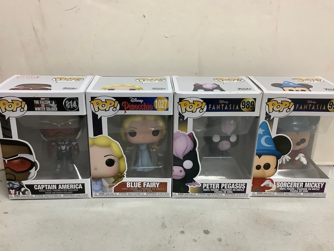 Pop collectibles new in box(Sorcerer Mickey, Captain America, and more): Pop collectibles new in box(Sorcerer Mickey, Captain America, and more)