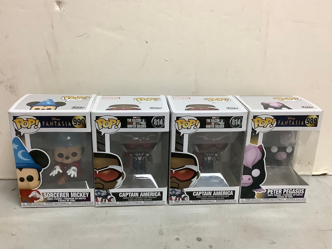 Pop collectibles new in box(Sorcerer Mickey, Captain America, and more): Pop collectibles new in box(Sorcerer Mickey, Captain America, and more)
