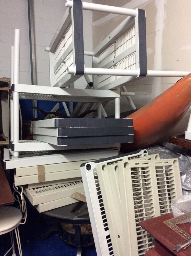 Three 4 shelf plastic shelving units (1 of 1)